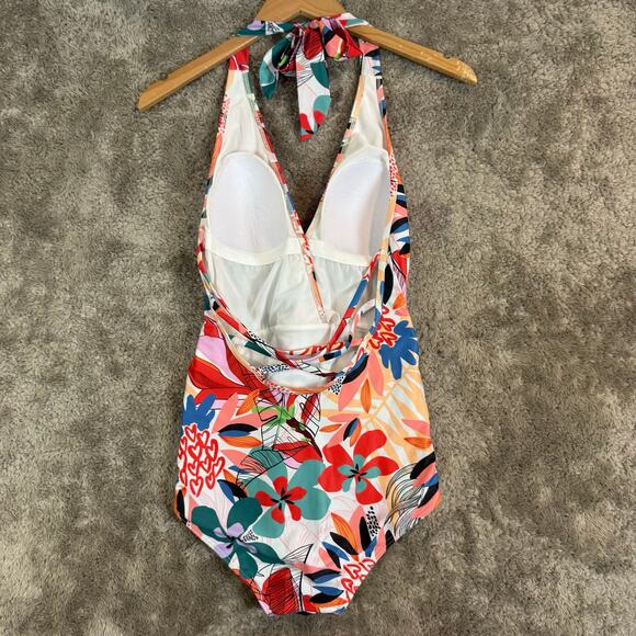 Modcloth The Brooke One Piece Tie Front Floral Swimsuit M Medium - Picture 2 of 12